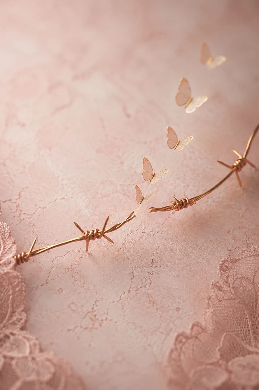 Alambre de púas que se deshace en mariposas
